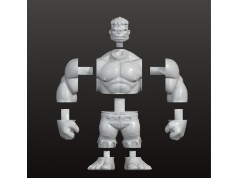 Stylized Hulk 10 cm Split into Parts for Easy Printing 3D Принт Модель