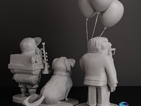 UP Collection 3 Detailed STL Models Carl with Balloons Russell Dug 3D प्रिंट मॉडल