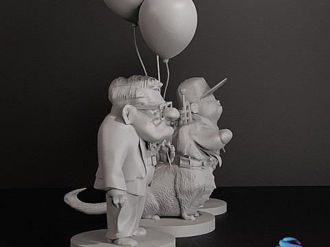 UP Collection 3 Detailed STL Models Carl with Balloons Russell Dug 3D प्रिंट मॉडल