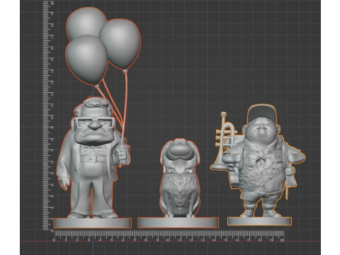 UP Collection 3 Detailed STL Models Carl with Balloons Russell Dug 3D प्रिंट मॉडल
