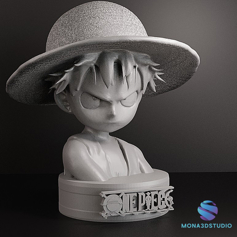 Little Luffy Bust one piece 3D Baskı Modeli .c4d .max .obj .3ds .fbx .stl .blend 