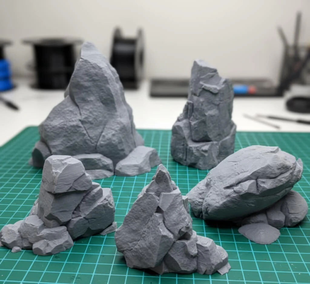 Набір із 10 природних каменів для мініатюр 3D Принт Модель .c4d .max .obj .3ds .fbx .stl .blend 