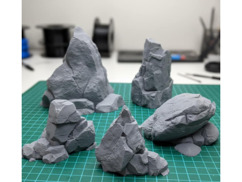 Set of 10 Natural Rocks for Miniatures 3D printmodel