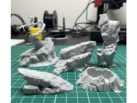 미니어처용 천연 암석 10개 세트 3D 프린트 모델