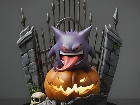 Gengar Pokmon Halloween Diorama Multi-part 3D Printable STL 3D 打印模型