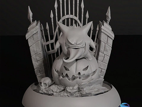 Gengar Pokmon Halloween Diorama Multi-part 3D Printable STL 3D Print Model