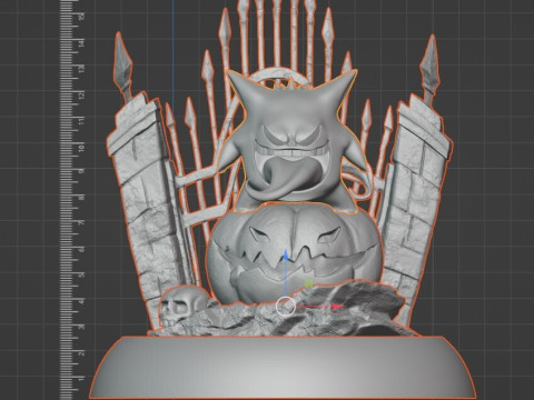 Gengar Pokemon Halloween Diorama Multi-bagian 3D STL yang Dapat Dicetak Model Cetak 3D