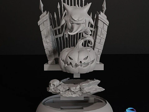 Gengar Pokmon Halloween Diorama Multi-part 3D Printable STL 3D Print Model