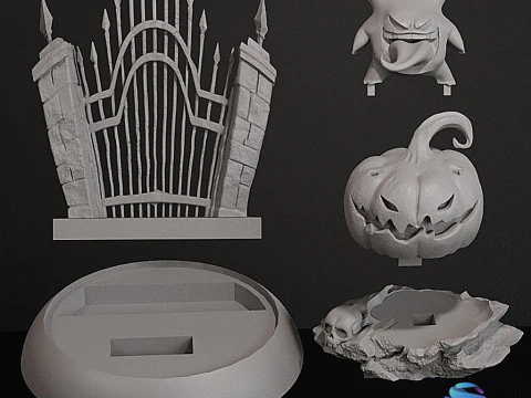 Gengar Pokmon Halloween Diorama Multi-part 3D Printable STL 3D Print Model