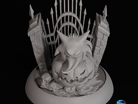 Gengar Pokemon Halloween Diorama Multi-bagian 3D STL yang Dapat Dicetak Model Cetak 3D