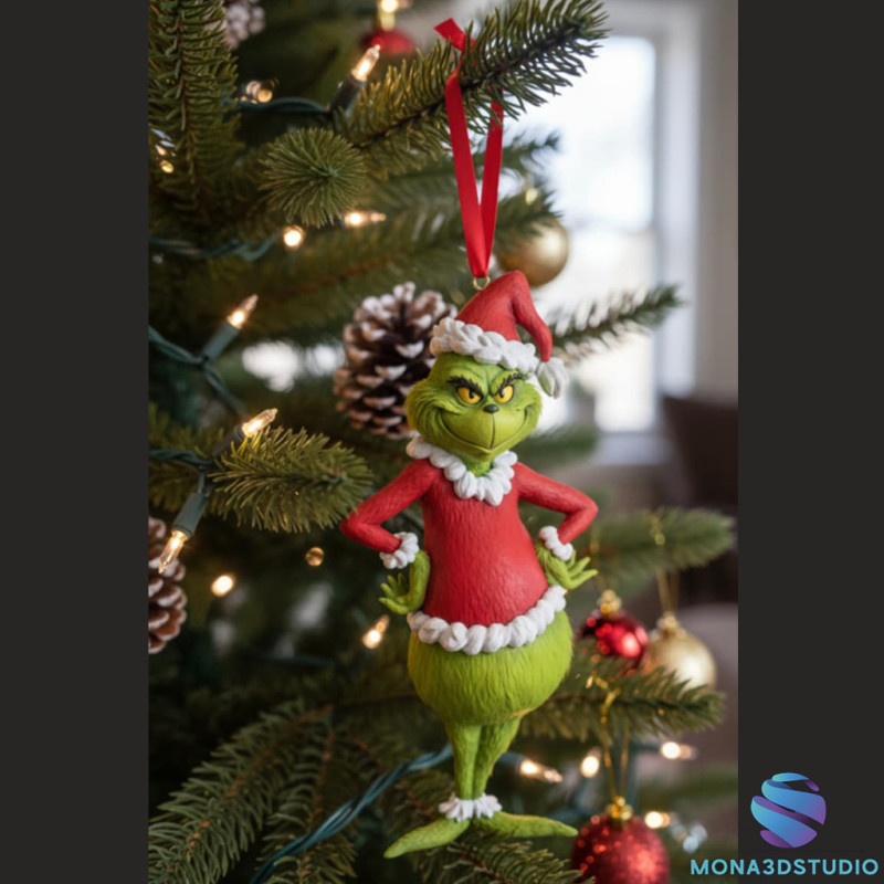 The Grinch Christmas Ornament - 3D Printable Decoration 3D Print Model .c4d .max .obj .3ds .fbx .stl .blend 