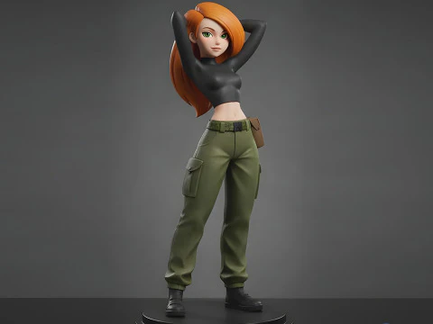 Estatua imprimible en 3D de Kim Possible - Modelo de piezas entrelazadas Modelo de impresión 3D