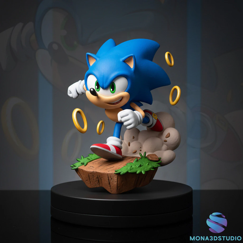 Sonic The Hedgehog Printable Diorama 3D Print Model .c4d .max .obj .3ds .fbx .stl .blend 