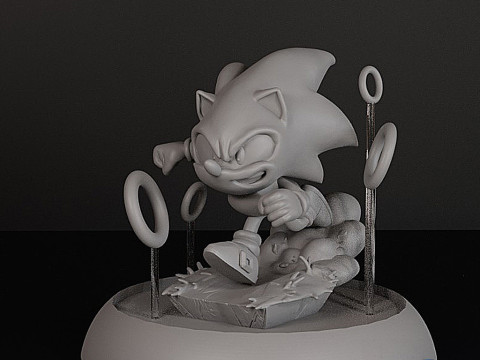 Diorama Sonic The Hedgehog yang Dapat Dicetak Model Cetak 3D