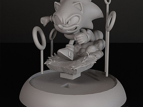 Diorama Sonic The Hedgehog yang Dapat Dicetak Model Cetak 3D