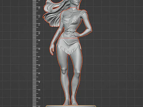 Pocahontas 3D Printable Model - Multi-Part Assembly Kit Base Legs Torso Head 3D Print Model
