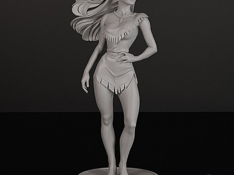 Pocahontas 3D Yazdırılabilir Model - Çok Parçalı Montaj Kiti Taban Ayakları Gövde Kafası 3D Baskı Modeli