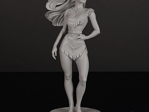 Pocahontas 3D Printable Model - Multi-Part Assembly Kit Base Legs Torso Head 3D Print Model