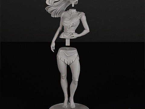 Pocahontas 3D Yazdırılabilir Model - Çok Parçalı Montaj Kiti Taban Ayakları Gövde Kafası 3D Baskı Modeli
