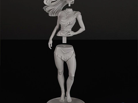 Pocahontas 3D Printable Model - Multi-Part Assembly Kit Base Legs Torso Head 3D Print Model