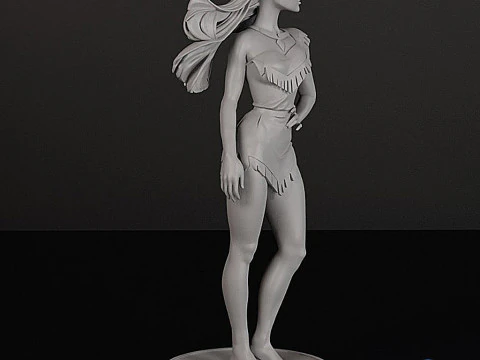 Pocahontas 3D Printable Model - Multi-Part Assembly Kit Base Legs Torso Head 3D Print Model