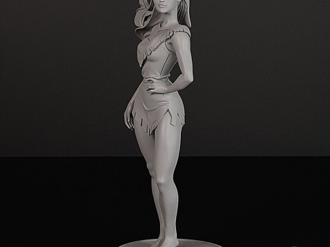 Pocahontas 3D Yazdırılabilir Model - Çok Parçalı Montaj Kiti Taban Ayakları Gövde Kafası 3D Baskı Modeli