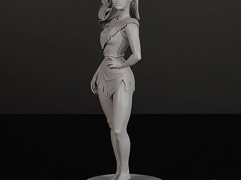 Pocahontas 3D Printable Model - Multi-Part Assembly Kit Base Legs Torso Head 3D Print Model