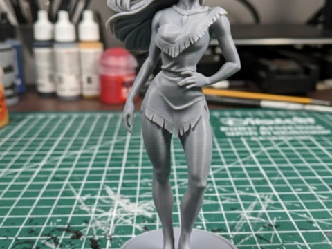 Pocahontas 3D Yazdırılabilir Model - Çok Parçalı Montaj Kiti Taban Ayakları Gövde Kafası 3D Baskı Modeli