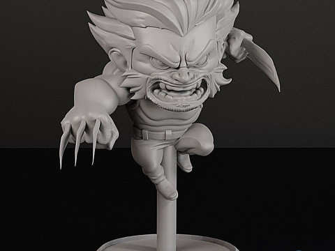 Dynamic Chibi Wolverine Action 3D Print Model