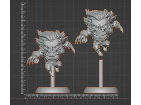 Dynamic Chibi Wolverine Action 3D Print Model