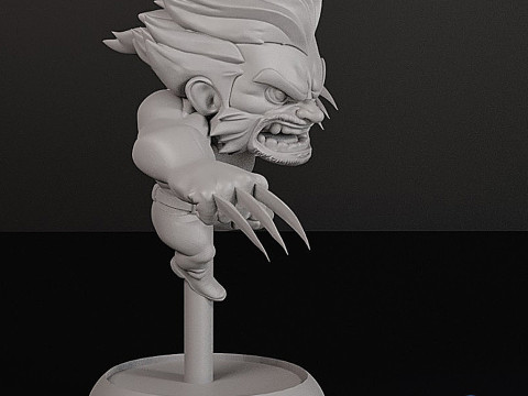 Dynamic Chibi Wolverine Action 3D Print Model