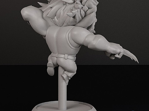Dynamic Chibi Wolverine Action 3D Print Model