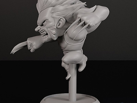 Dynamic Chibi Wolverine Action 3D Print Model