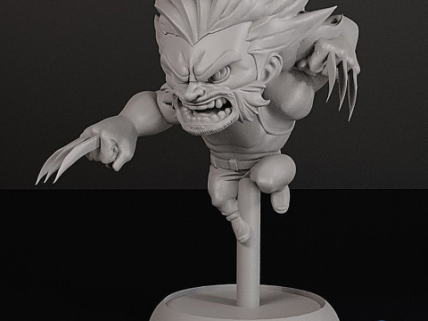 Dynamic Chibi Wolverine Action 3D Print Model