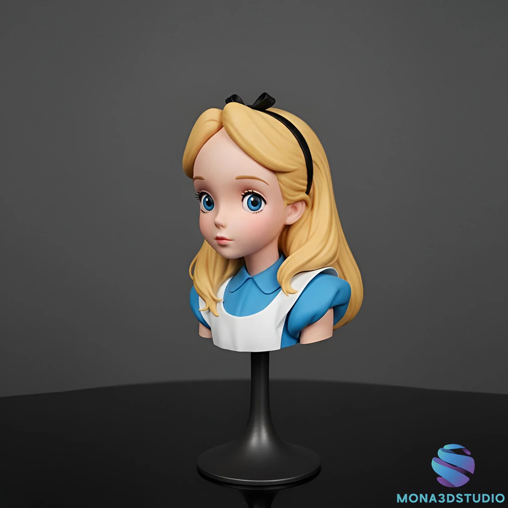 Alice in Wonderland STL Bust 3D Print Model .c4d .max .obj .3ds .fbx .stl .blend