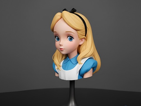 不思議の国のアリス STL バスト 3Dプリントモデル