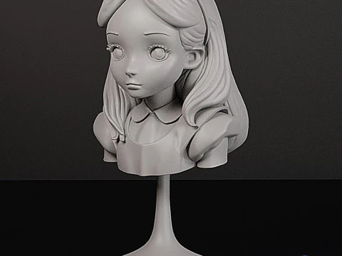 Alice in Wonderland STL Bust 3D Print Model