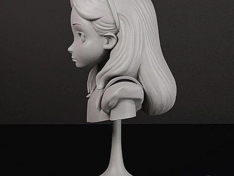 Alice in Wonderland STL Bust 3D Print Model