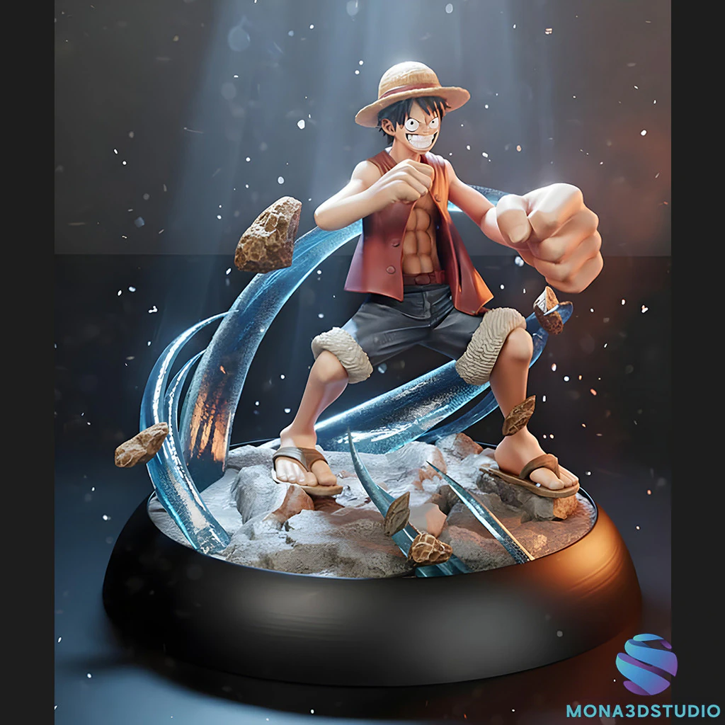 STL Diorama Monkey D Luffy - Gear Second Battle 18 Parts 3D Print Model .c4d .max .obj .3ds .fbx .stl .blend 