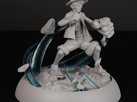 STL Diorama Monkey D Luffy - Gear Second Battle 18 Parts 3D Print Model