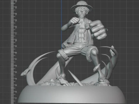 STL Diorama Monkey D Luffy - Gear Second Battle 18 Parts 3D Print Model