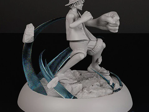 STL Diorama Monkey D Luffy - Gear Second Battle 18 Parts 3D Print Model