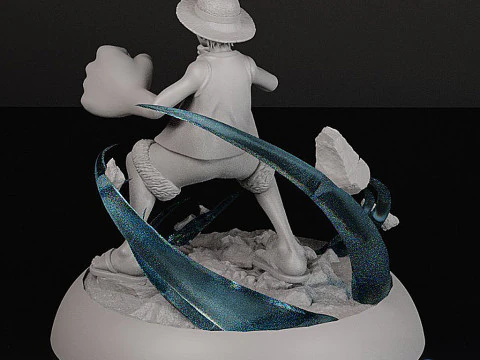STL Diorama Monkey D Luffy - Gear Second Battle 18 Parts 3D Print Model