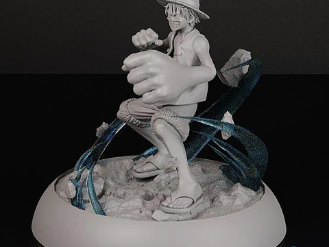 STL Diorama Monkey D Luffy - Gear Second Battle 18 Parts 3D Print Model