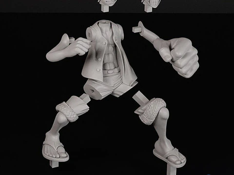STL Diorama Monkey D Luffy - Gear Second Battle 18 Parts 3D Print Model