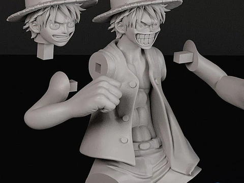 STL Diorama Monkey D Luffy - Gear Second Battle 18 Parts 3D Print Model