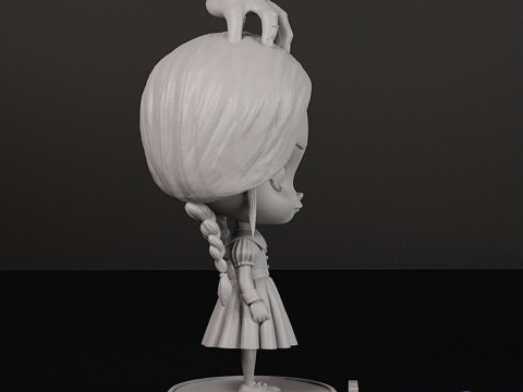 Mercoledì Addams con Thing Hand Chibi Bobblehead Style Modello di stampa 3D