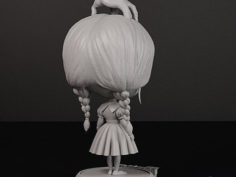 Mercoledì Addams con Thing Hand Chibi Bobblehead Style Modello di stampa 3D