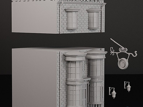 जादू की छड़ी की दुकान बुकएंड स्प्लिट 3D प्रिंट मॉडल