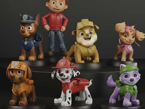 Paw Patrol Collection - s of Ryder and 6 Pups 3D Print Model